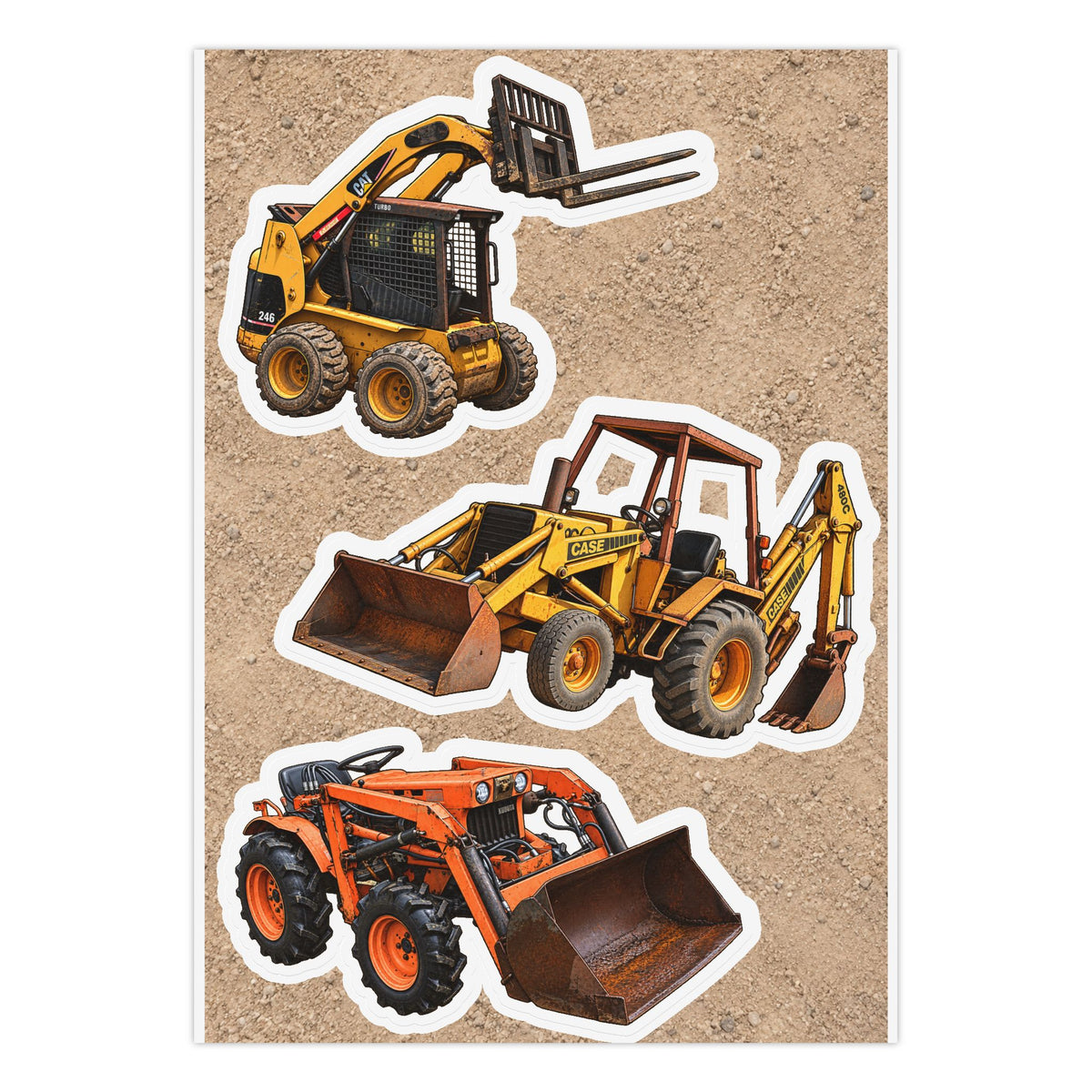 Earth Movers Sticker Sheet 6x8”