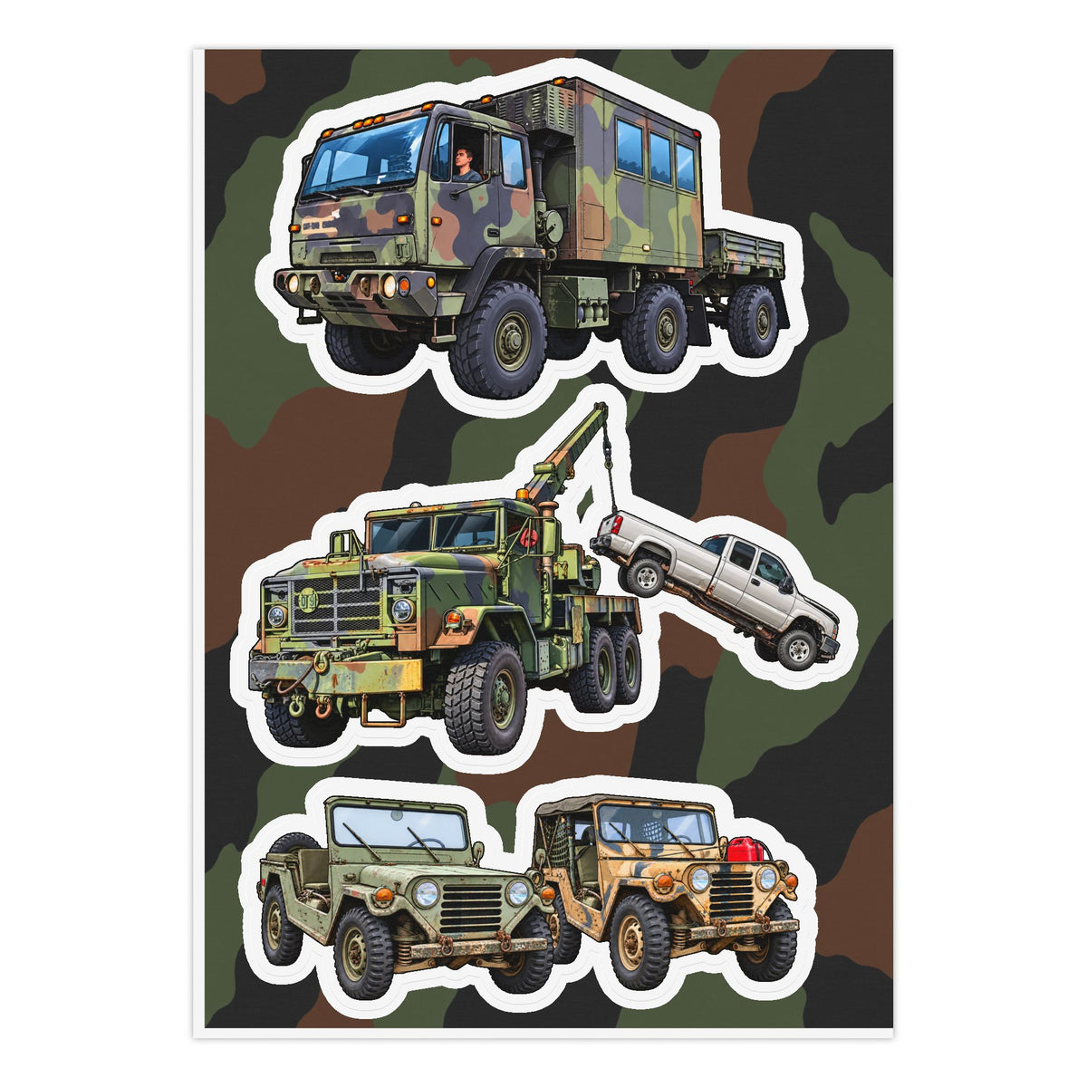Military Vehicle Sticker Sheet 6x8”